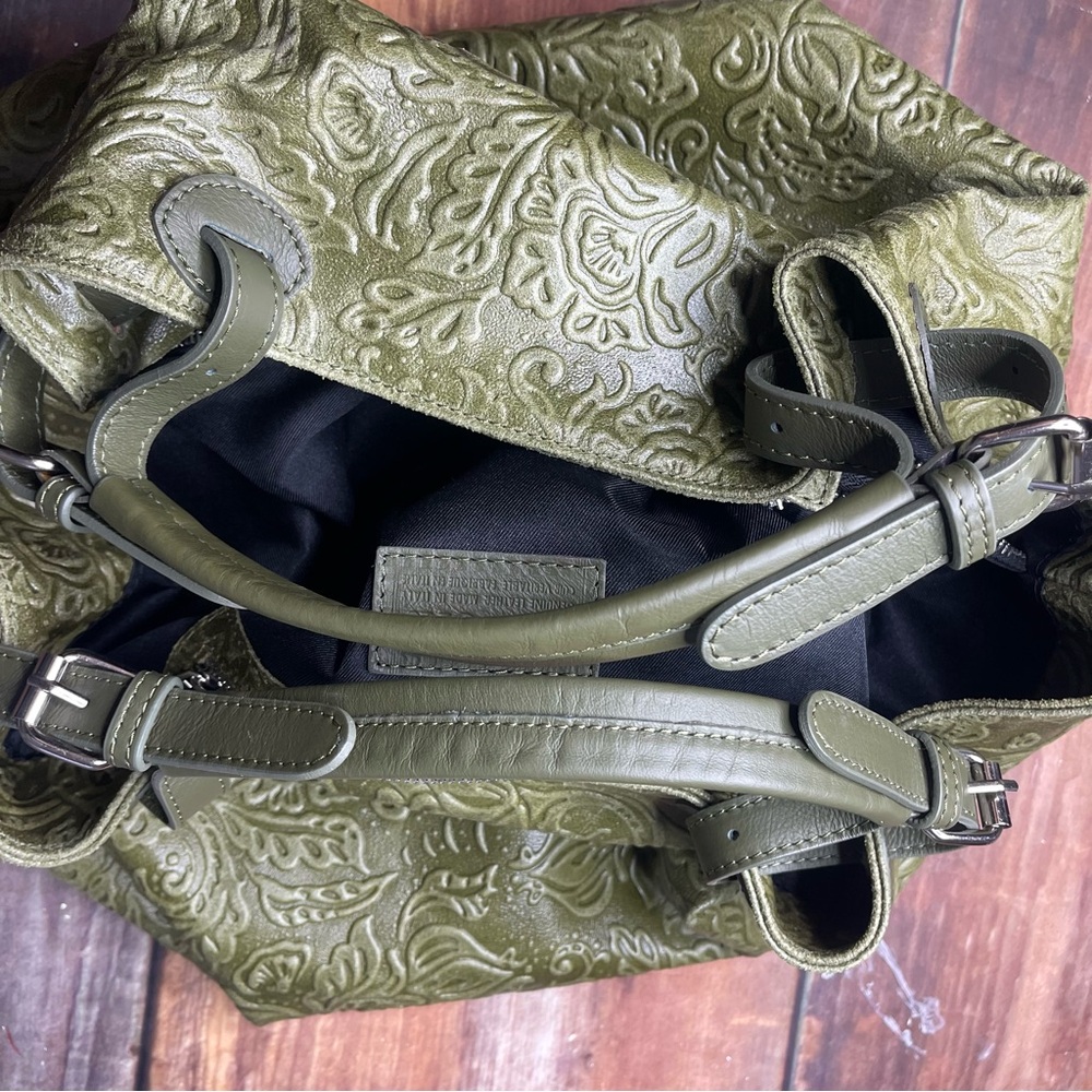 ISADORA green Italian leather bag - Picture 7 of 11